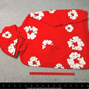 Red Hoodie with White Floral Pattern